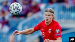 Dan wasan Norway/ Manchester City, Erling Haaland (AP)