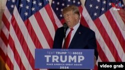 Pencalonan Donald Trump dalam Pemilihan Presiden AS pada 2024. (Foto: Video Grab)