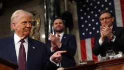 Phó Tổng thống Hoa Kỳ JD Vance và Chủ tịch Hạ viện Mike Johnson vỗ tay khi Tổng thống Mỹ Donald Trump phát biểu trước toàn thể Quốc hội tại Điện Capitol Hoa Kỳ ở Washington, DC, ngày 4 tháng 3 năm 2025.
