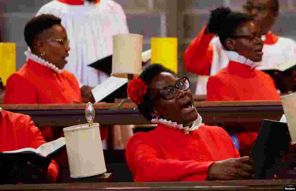 Members of the church choir sing Christmas carols at All Saints' Cathedral during the service on Christmas Day in Nairobi, Kenya, Dec. 25, 2023.