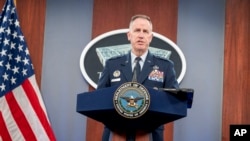 FILE - Pentagon press secretary Major General Pat Ryder speaks during a press briefing at the Pentagon, near Washington, April 15, 2024. He said the U.S. military carried out a strike in "self-defense" in eastern Syria on Tuesday, destroying several weapons systems. 