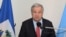 Sekrete Jeneral Nasyonzini Antonio Guterres pale pandan yon konferans pou lapres nan salon diplomatik ayeropo entenaysonal Toussaint Louverture la nan Potoprens, Ayiti, 1 Jiye, 2023. 