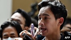 Move Forward Party leader and prime ministerial candidate Pita Limjaroenrat talks to the media in Bangkok on June 27, 2023.