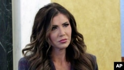 FILE - South Dakota Republican Gov. Kristi Noem Jan. 10, 2024, at the state Capitol in Pierre, SD. 