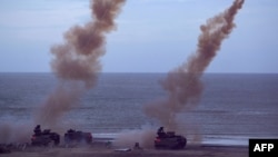 台湾军队在年度汉光演习中进行反登陆操演。(2023年7月27日)