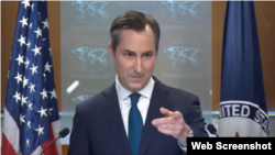 State Department spokesperson Matthew Miller answers questions during a news briefing at the State Department on May 9, 2024, in Washington, DC. 