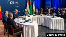 On the sidelines of the U.N. General Assembly, President Joe Biden meets with the leaders of Kazakhstan, Kyrgyzstan, Tajikistan, Turkmenistan and Uzbekistan, Sept 19, 2023. (Kazakh President's Office)