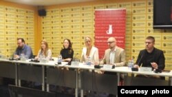 Predstavljanje Godišnjeg izveštaja o stanju ljudskih prava u 2022. godini Beogradskog centra za ljudska, u Medija centru u Beogradu, 31. marta 2023. (Foto: Medijacentar Beograd)