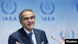 FILE — U.N. nuclear watchdog chief Rafael Grossi attends a press conference in Vienna, Austria, Sept. 11, 2023. 