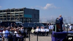 FILE - President Joe Biden speaks about climate change and clean energy at Brayton Power Station, July 20, 2022, in Somerset, Mass.