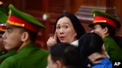 Businesswoman Truong My Lan, center, in court in Ho Chi Minh City, Vietnam, on April 11, 2024. 