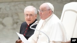 Pope Francis meets with volunteers of the Italian Red Cross in the Paul VI hall at the Vatican, April 6, 2024.