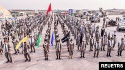 Anggota pasukan Korps Garda Revolusi Islam Iran (IRGC) berpartisipasi dalam sebuah latihan di pulau abu Musa, pada 2 Agustus 2023. (Foto: IRGC/WANA (West Asia News Agency)/Handout via Reuters)