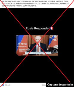 Captura de la publicación que fue difundida en Facebook.