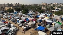Displaced Palestinians, who fled their homes amid an Israeli offensive, shelter in tents in Khan Younis, in the southern Gaza Strip, Nov. 19, 2023.