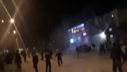 An unverified social media image shows anti-government protesters in Nourabad, Iran.