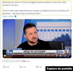 Captura de publicación fuera de contexto en X.