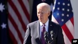President Joe Biden speaks during a news conference in the Rose Garden of the White House in Washington, Oct. 25, 2023. 