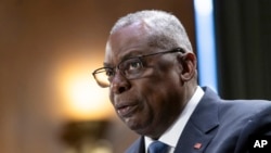 FILE - Defense Secretary Lloyd Austin testifies on Capitol Hill in Washington, Oct. 31, 2023. Austin said Nov. 8 that U.S. forces had struck another weapons storage facility in eastern Syria used by Iran’s IRGC and affiliated groups.