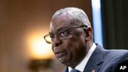 FILE - Defense Secretary Lloyd Austin testifies on Capitol Hill in Washington, Oct. 31, 2023. 
