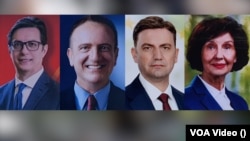 Претседателска кампања во Северна Македонија. На фотографијата од лево кон десно, кандидатот Стево Пендаровски од СДСМ, Арбен Таравари од АА, Бујар Османи од ДУИ и Гордана Силјановска-Давкова од ВМРО-ДПМНЕ.