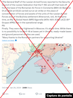 Captura de la desinformación en X en inglés.