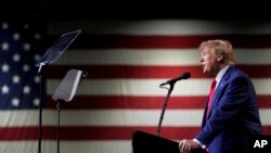 FILE - Former U.S. President Donald Trump speaks during a rally Dec. 17, 2023, in Reno, Nev.