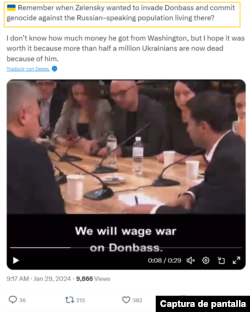 Captura de publicación fuera de contexto en X.