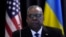FILE - U.S. Defense Secretary Lloyd Austin delivers his speech during the opening of the meeting of the Ukraine Defense Contact Group at Ramstein Air Base, in Ramstein, Germany, April 21, 2023. 