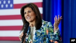 FILE - Nikki Haley, then a candidate for the 2024 Republican presidential nomination, speaks during a campaign event Feb. 21, 2024, in North Augusta, South Carolina.