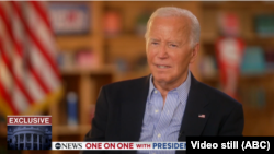 U.S. President Joe Biden speaks with ABC's George Stephanopoulos in a one-on-one interview, July 5, 2024.