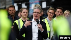 British opposition Labour Party leader Keir Starmer speaks during a Labour general election campaign event, in Clay Cross, Britain, July 2, 2024.