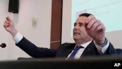 FILE - Jorge Toledo, the European Union's ambassador to China speaks during a press conference in Beijing, May 9, 2023.