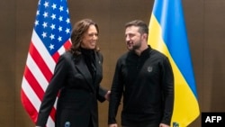 美国副总统哈里斯在瑞士和平峰会上与乌克兰总统泽连斯基会面。2024年6月15日