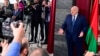 In this photo provided by the Belarusian Presidential Press Service, President Alexander Lukashenko talks to reporters after voting in Minsk, Belarus, Feb. 25, 2024.