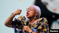 Graca Machel, former first lady of South Africa, speaks during the 21st Nelson Mandela Annual Peace Lecture on the tenth anniversary of his death, in Johannesburg, Dec. 5, 2023.
