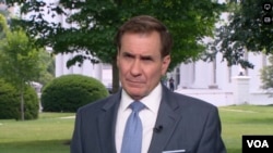 John Kirby, National Security Council coordinator for strategic communications, speaks with VOA Persian's White House correspondent Farhad Pouladi at the White House, June 9, 2023.