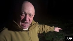Yevgeny Prigozhin, addresses the Russian army's top brass from an undisclosed location, in this video grab taken from a handout footage posted on May 5, 2023, on the Telegram account of the press-service of Concord.