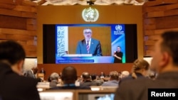 Director-General of the World Health Organisation (WHO) Dr. Tedros Adhanom Ghebreyesus attends the World Health Assembly at the United Nations in Geneva, Switzerland, May 27, 2024. 