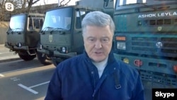 Former Ukrainian President Petro Poroshenko, who served from 2014-2019, is seen during an interview via Skype with VOA's Misha Komadovsky, March 15, 2023.