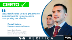 El presidente electo de Ecuador, Daniel Noboa, reconoce la situación grave de violencia en el país.