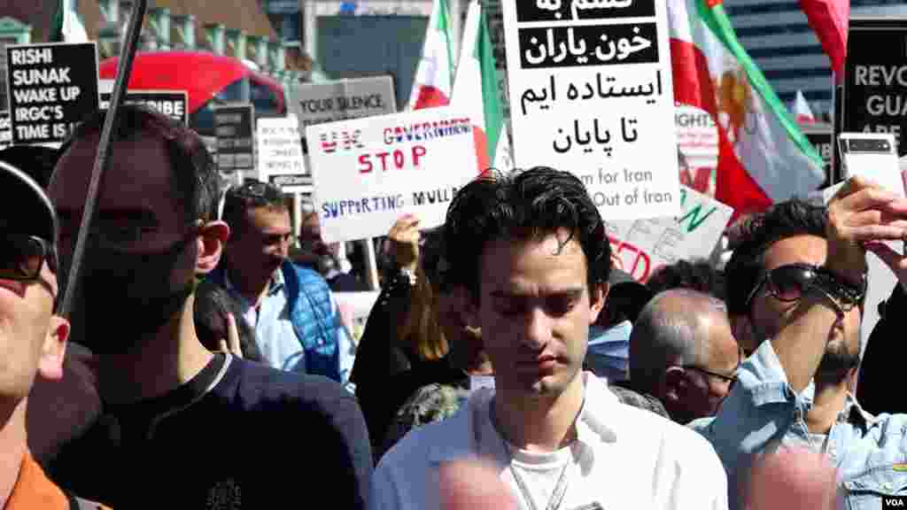 تجمع و راهپیمایی اعتراضی در لندن با درخواست افزوده شدن سپاه به فهرست سازمان&zwnj;های تروریستی - شنبه ۹ اردیبهشت ۱۴۰۲