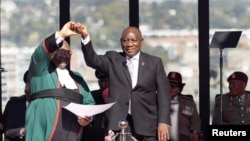 Cyril Ramaphosa is pictured after taking the oath of office for his second term as South African President at the Union Buildings in Pretoria, June 19, 2024.