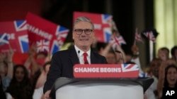 Labour Party leader Keir Starmer speaks to his supporters at the Tate Modern art gallery in London, July 5, 2024.