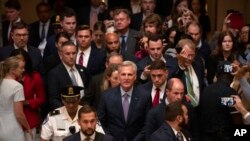Representative Kevin McCarthy leaves the House floor after being ousted as Speaker of the House at the Capitol in Washington, Oct. 3, 2023.
