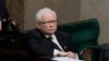 FILE - Jaroslaw Kaczynski, the leader of Poland's ruling party, listens during a parliament vote in Warsaw on Aug. 17, 2023. The Law and Justice party is seeking an unprecedented third term in the October 15 election.