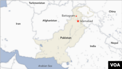 Map: The Battagram district in Pakistan's Khyber Pakhtunkhwa province.