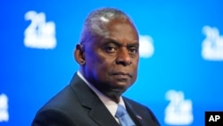 US Defense Secretary Lloyd Austin looks on during the Shangri-La Dialogue summit at the Shangri-La Hotel in Singapore, June 1, 2024.