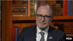 Latvian Defense Minister Andris Spruds speaks with VOA in March 2024, during a visit to Washington.