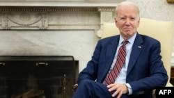 US President Joe Biden and Spanish President Pedro Sanchez, not pictured, hold a bilateral meeting at the White House in Washington, DC, on May 12, 2023. 